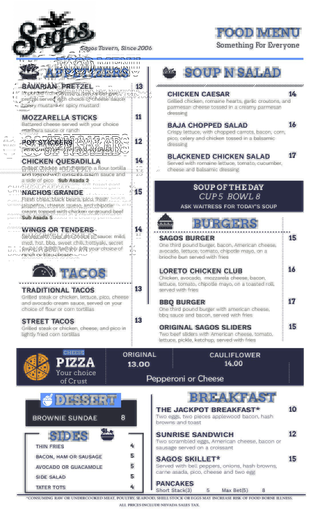 Sagos New Menu 2026
